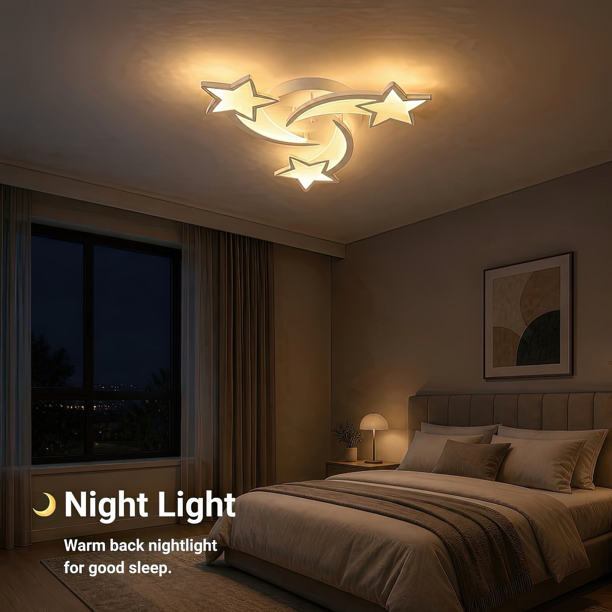Lustra LED cu telecomanda IPOMOEA 51W, 3 Stele, Lumina Rece/Calda/Neutra, Dimabila, Alb, Metal si Acril, imaginea 6