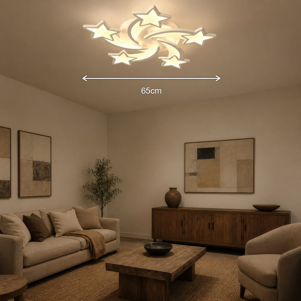 Lustra LED cu telecomanda IPOMOEA 85W, 5 Stele, lumina Rece/Calda/Neutra, Dimabila, Alb, Metal si Acril, imaginea 7