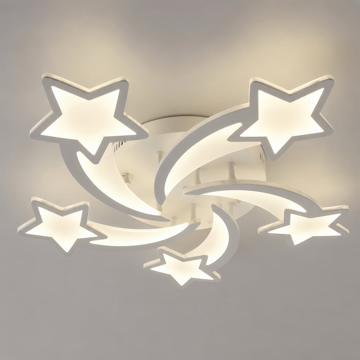 Lustra LED cu telecomanda IPOMOEA 85W, 5 Stele, lumina Rece/Calda/Neutra, Dimabila, Alb, Metal si Acril, imaginea 9