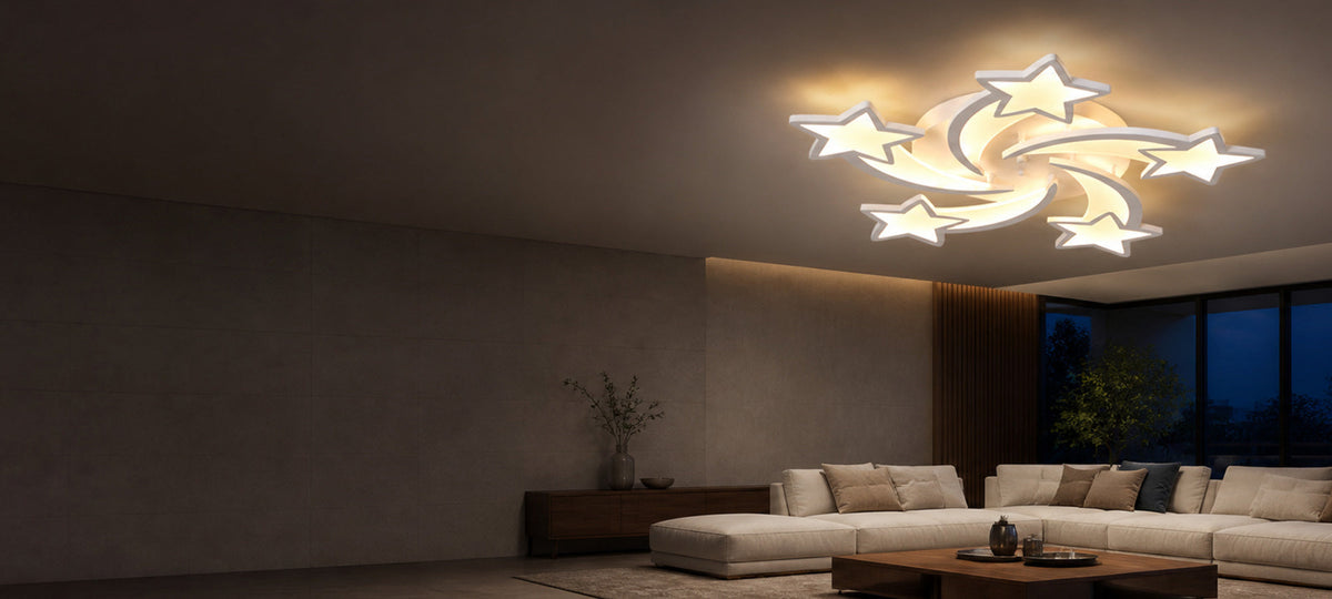 Lustra LED cu telecomanda IPOMOEA 85W, 5 Stele, lumina Rece/Calda/Neutra, Dimabila, Alb, Metal si Acril, imaginea 15