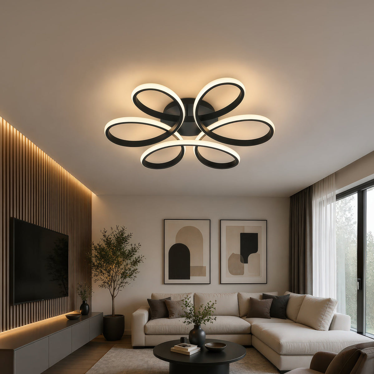 Lustra LED cu telecomanda HELIX 63W, lumina Rece/Calda/Neutra, Dimabila, Negru, imaginea 12