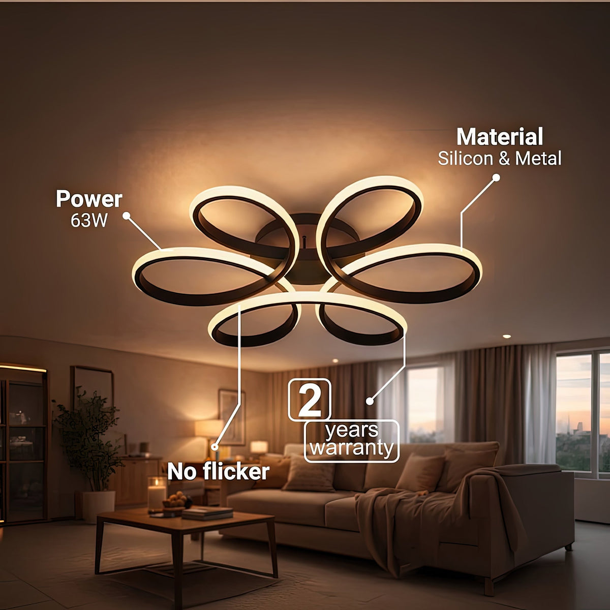 Lustra LED cu telecomanda HELIX 63W, lumina Rece/Calda/Neutra, Dimabila, Negru, imaginea 8