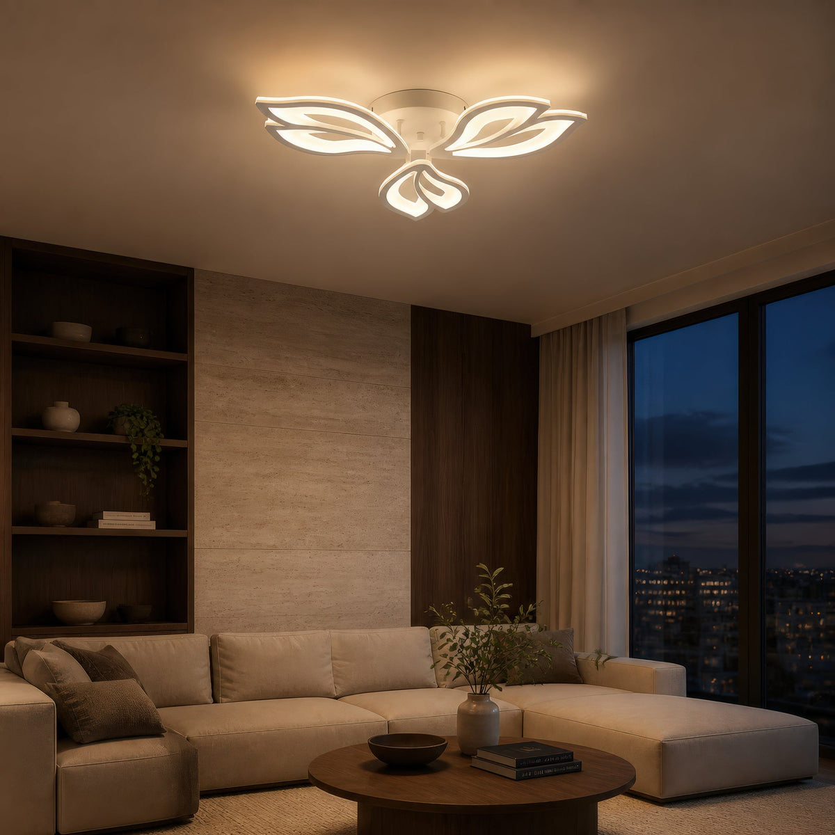 Lustra LED cu telecomanda LILY 40W, 3 Elemente, lumina Rece/Calda/Neutra, Dimabila, Alb, imaginea 1
