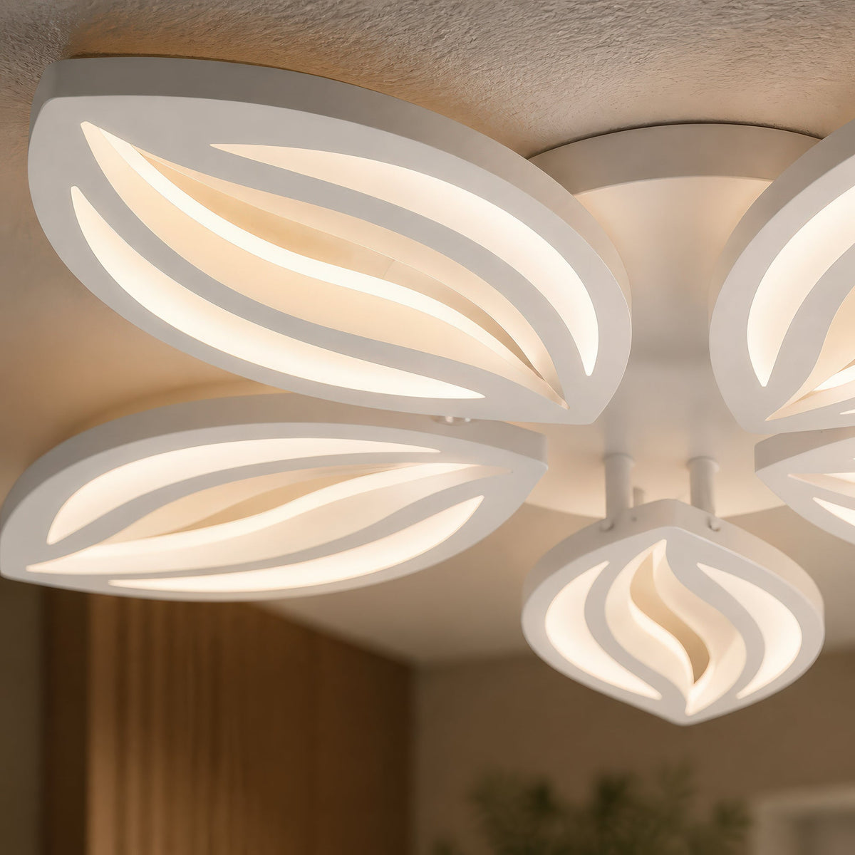 Lustra LED cu telecomanda ORCHID 66W, 5 Petale, lumina Rece/Calda/Neutra, Dimabila, Alb, Metal si Acril, imaginea 9