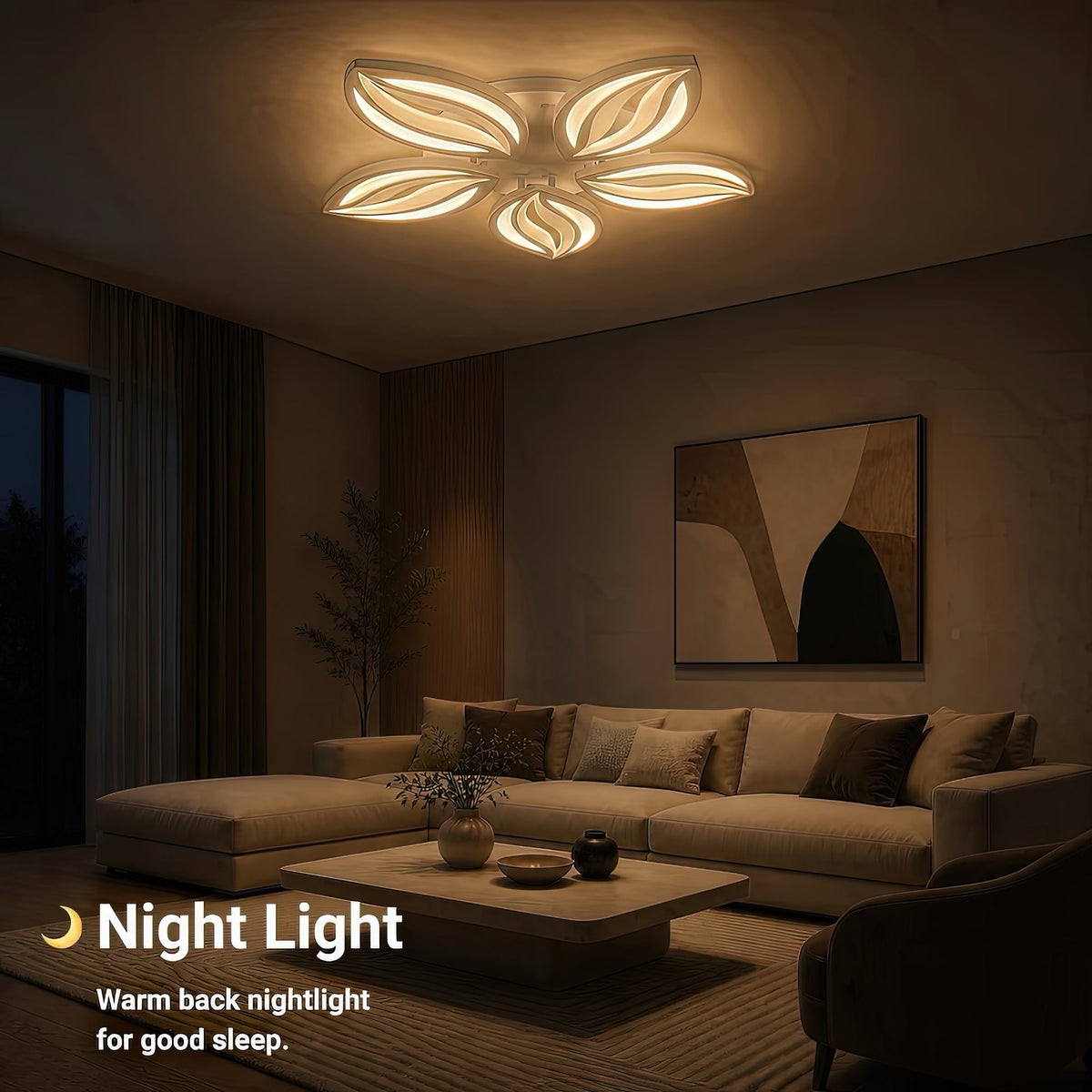 Lustra LED cu telecomanda ORCHID 66W, 5 Petale, lumina Rece/Calda/Neutra, Dimabila, Alb, Metal si Acril, imaginea 6