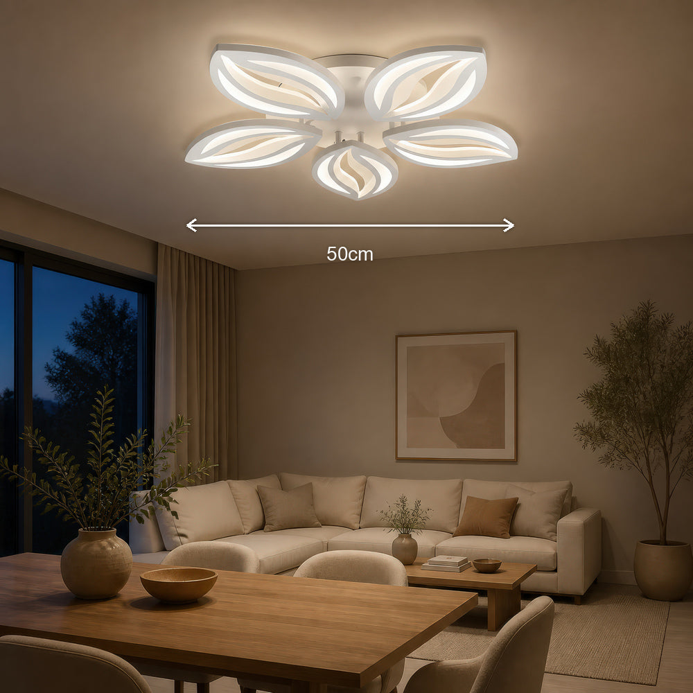 Lustra LED cu telecomanda ORCHID 66W, 5 Petale, lumina Rece/Calda/Neutra, Dimabila, Alb, Metal si Acril, imaginea 7