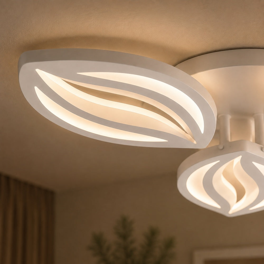 Lustra LED cu telecomanda ORCHID 66W, 5 Petale, lumina Rece/Calda/Neutra, Dimabila, Alb, Metal si Acril, imaginea 2