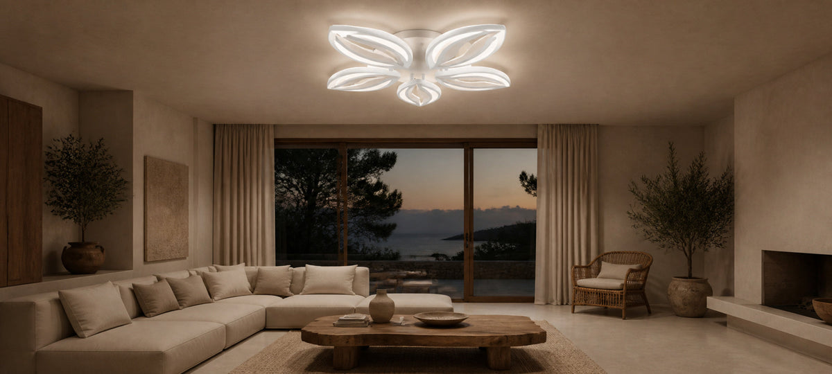 Lustra LED cu telecomanda ORCHID 66W, 5 Petale, lumina Rece/Calda/Neutra, Dimabila, Alb, Metal si Acril, imaginea 14