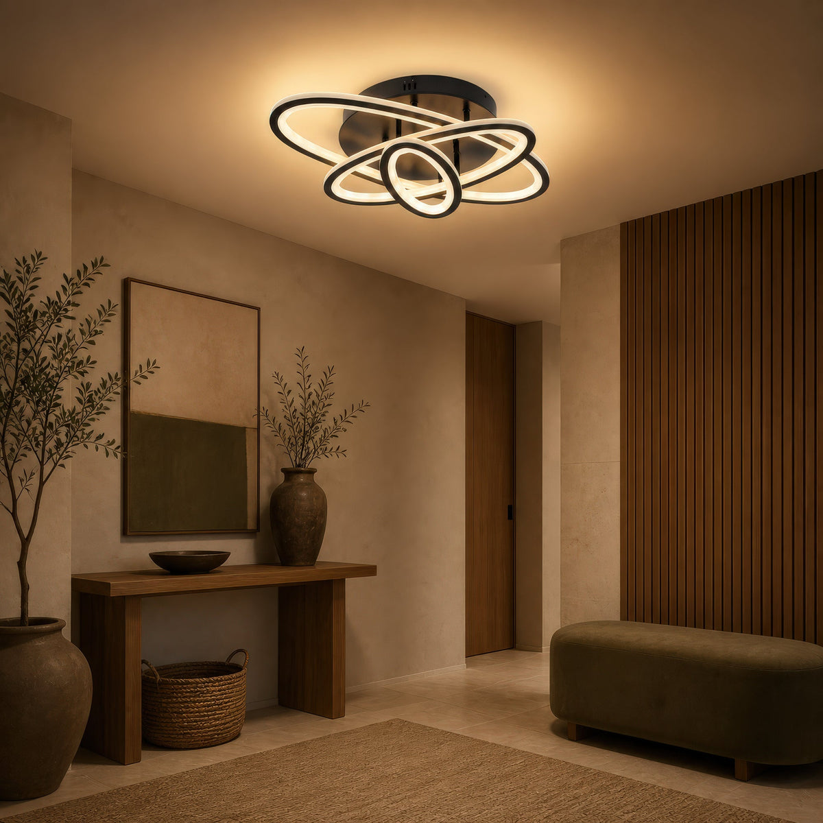 Lustra LED cu telecomanda TIANA 78W, 3 Elipse, lumina Rece/Calda/Neutra, Dimabila, Negru, imaginea 12
