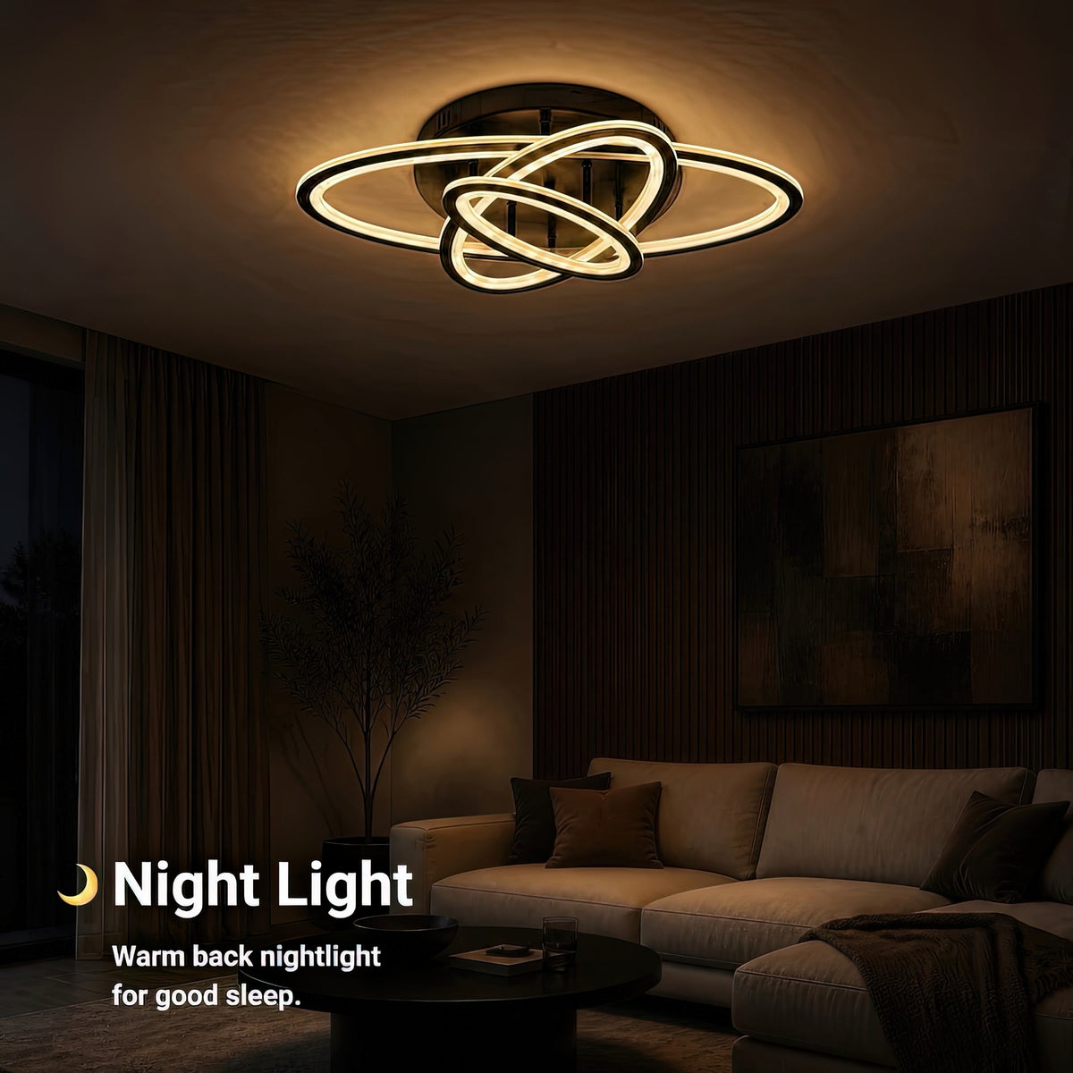 Lustra LED cu telecomanda TIANA 78W, 3 Elipse, lumina Rece/Calda/Neutra, Dimabila, Negru, imaginea 6