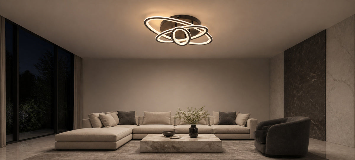 Lustra LED cu telecomanda TIANA 78W, 3 Elipse, lumina Rece/Calda/Neutra, Dimabila, Negru, imaginea 14