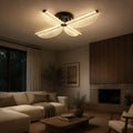 Lustra LED cu Telecomanda TULLIO 43W, 4 Petale, lumina Rece/Calda/Neutra, Dimabila, Negru
