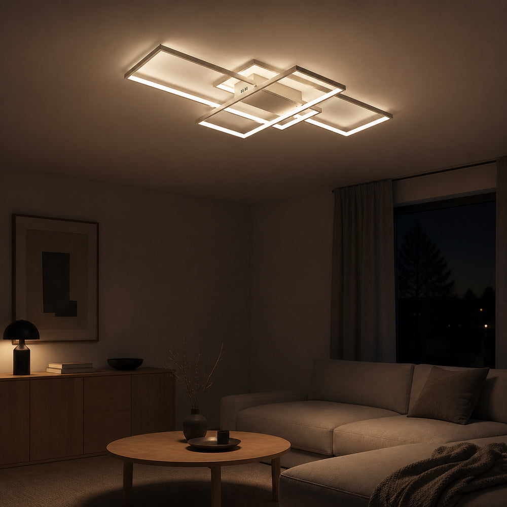 Lustra LED cu telecomanda LANDYN 78W, lumina Rece/Calda/Neutra, Dimabila, Alb, imaginea 1