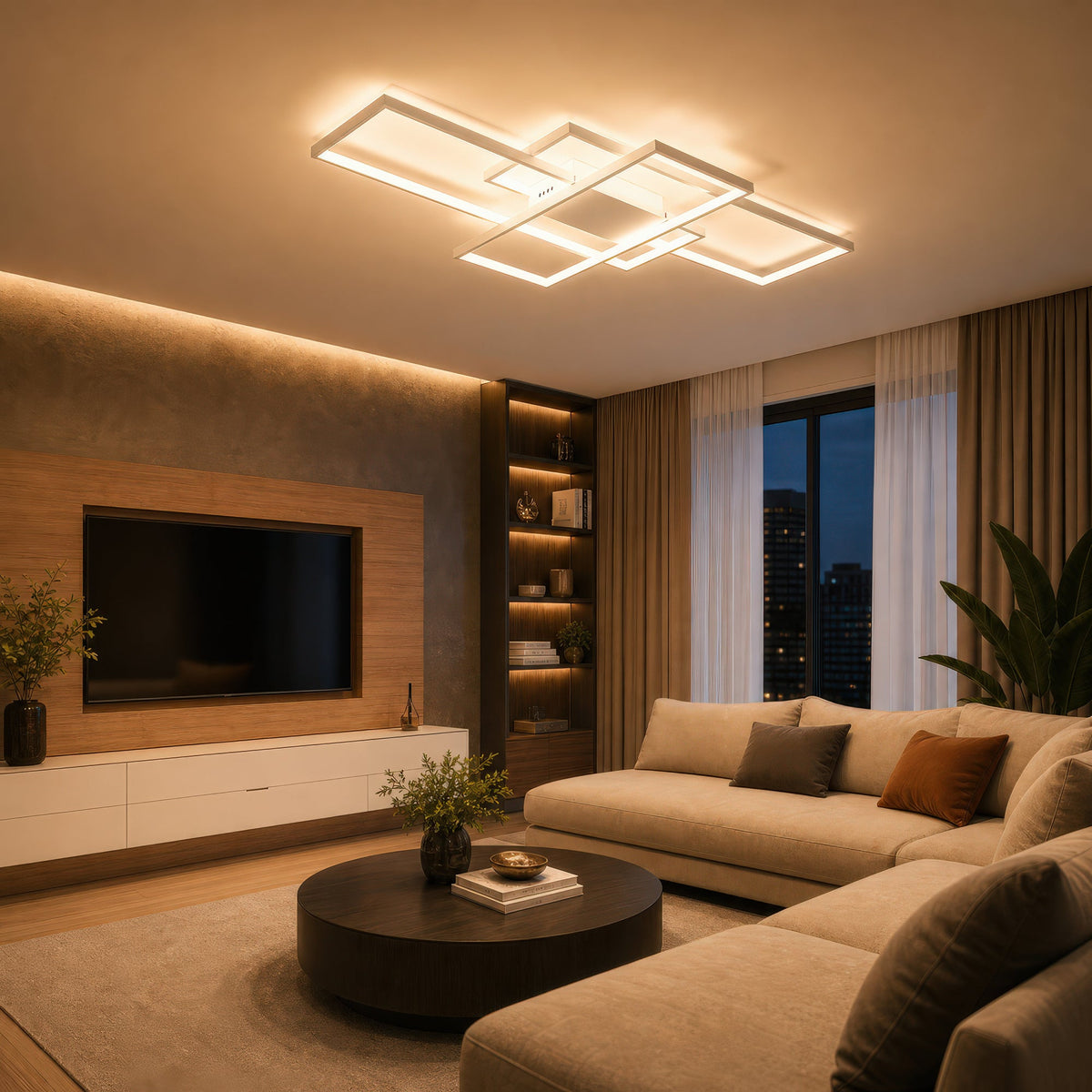 Lustra LED cu telecomanda LANDYN 78W, lumina Rece/Calda/Neutra, Dimabila, Alb, imaginea 9