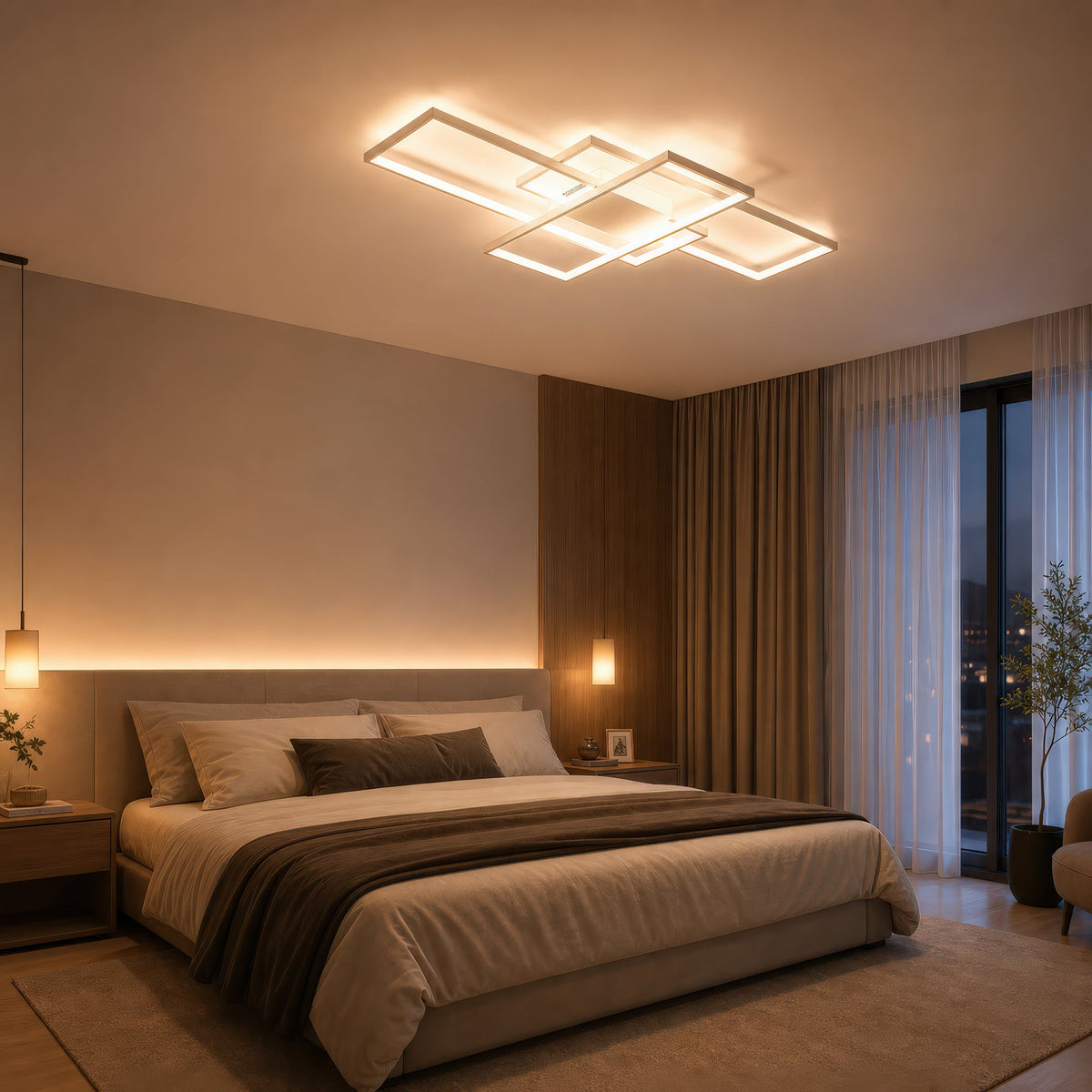 Lustra LED cu telecomanda LANDYN 78W, lumina Rece/Calda/Neutra, Dimabila, Alb, imaginea 10