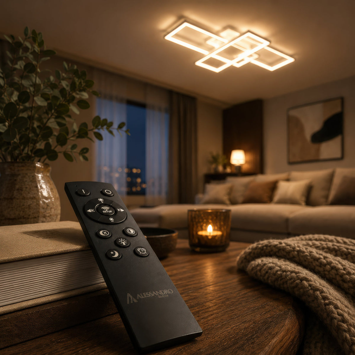 Lustra LED cu telecomanda LANDYN 78W, lumina Rece/Calda/Neutra, Dimabila, Alb, imaginea 3