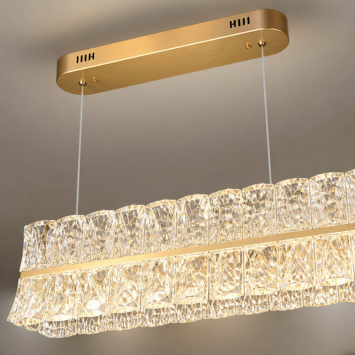 Lustra LED cu Telecomanda, Suspendata TAMY 160W, Liniara, lumina Rece/Calda/Neutra, Auriu, Inaltime Reglabila