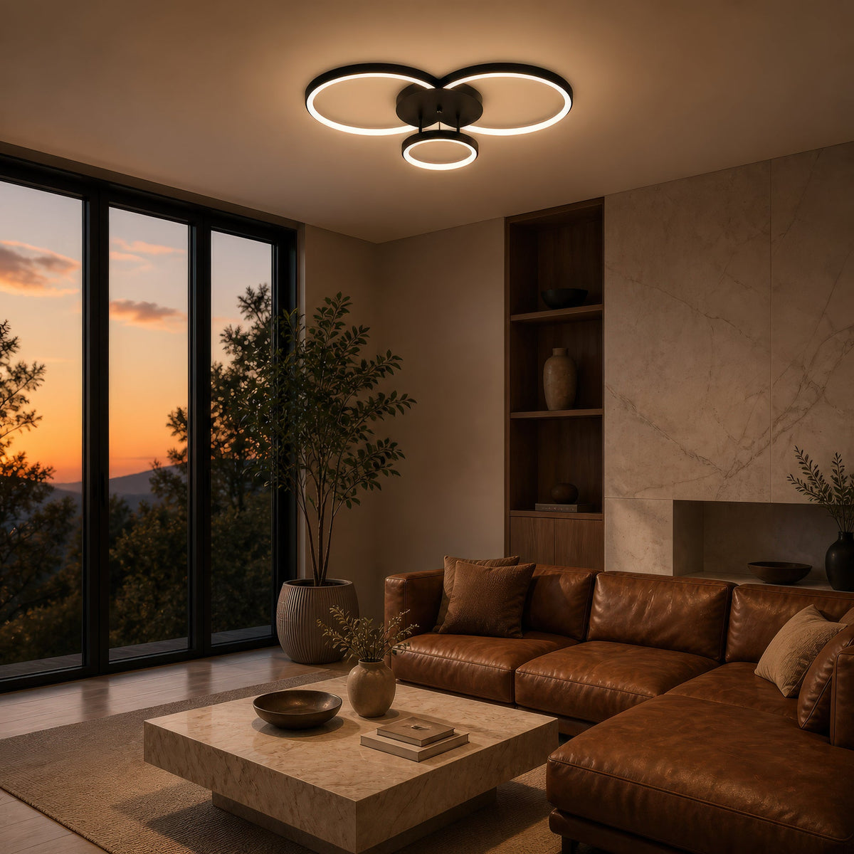 Lustra LED cu telecomanda RIGA LILITH, 68W, 3 Cercuri, lumina Rece/Calda/Neutra, Dimabila, Negru, imaginea 7
