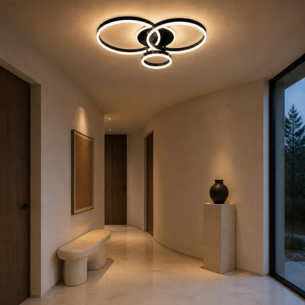 Lustra LED cu telecomanda RIGA LILITH, 68W, 3 Cercuri, lumina Rece/Calda/Neutra, Dimabila, Negru, imaginea 10