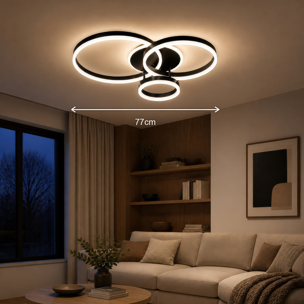 Lustra LED cu telecomanda RIGA LILITH, 68W, 3 Cercuri, lumina Rece/Calda/Neutra, Dimabila, Negru, imaginea 4