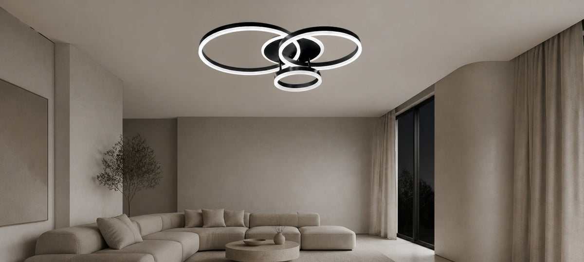 Lustra LED cu telecomanda RIGA LILITH, 68W, 3 Cercuri, lumina Rece/Calda/Neutra, Dimabila, Negru, imaginea 12