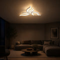Lustra LED cu telecomanda SAKURA 38W, 3 Petale, lumina Rece/Calda/Neutra, Dimabila, Alb, Metal si Acril
