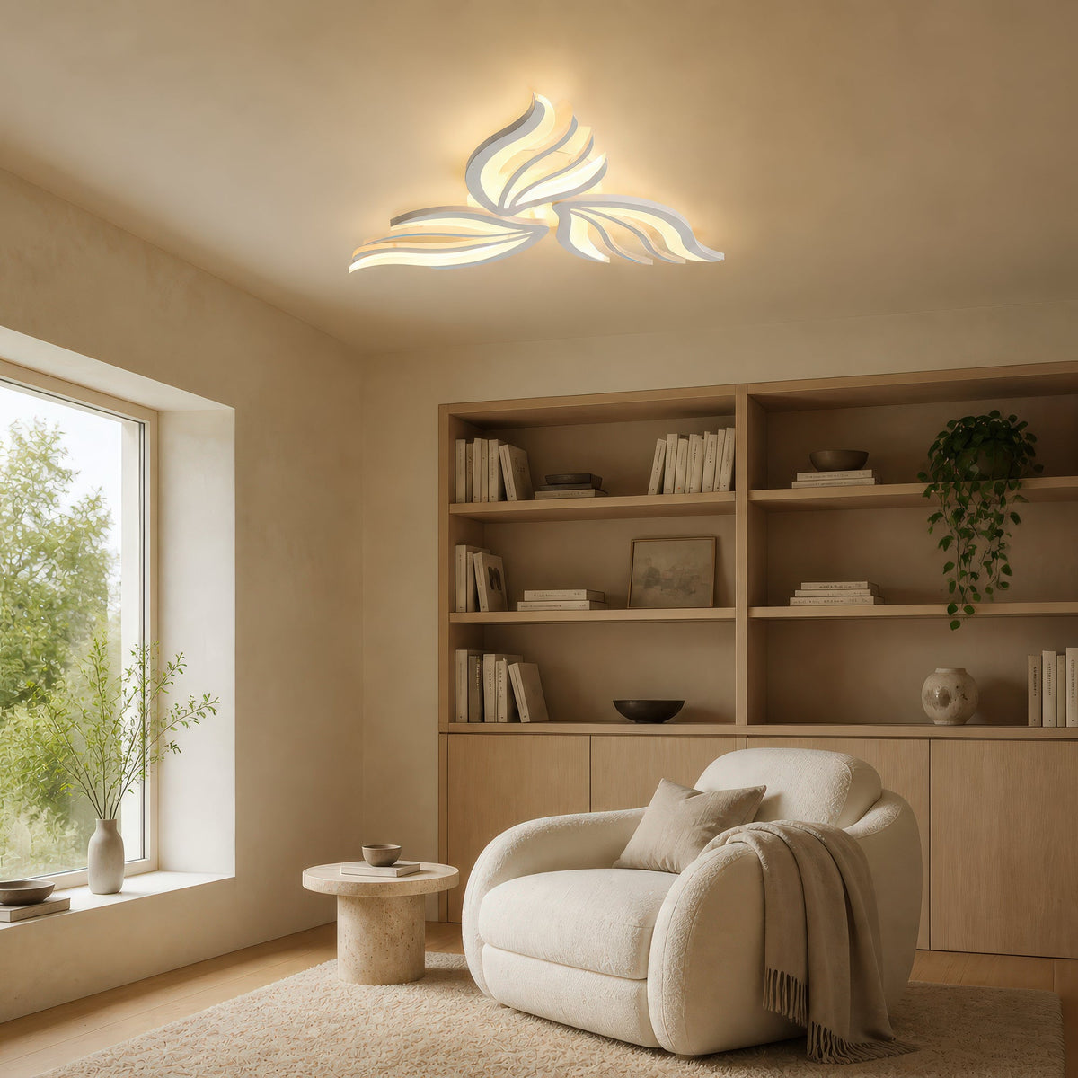 Lustra LED cu telecomanda SAKURA 38W, 3 Petale, lumina Rece/Calda/Neutra, Dimabila, Alb, Metal si Acril, imaginea 10