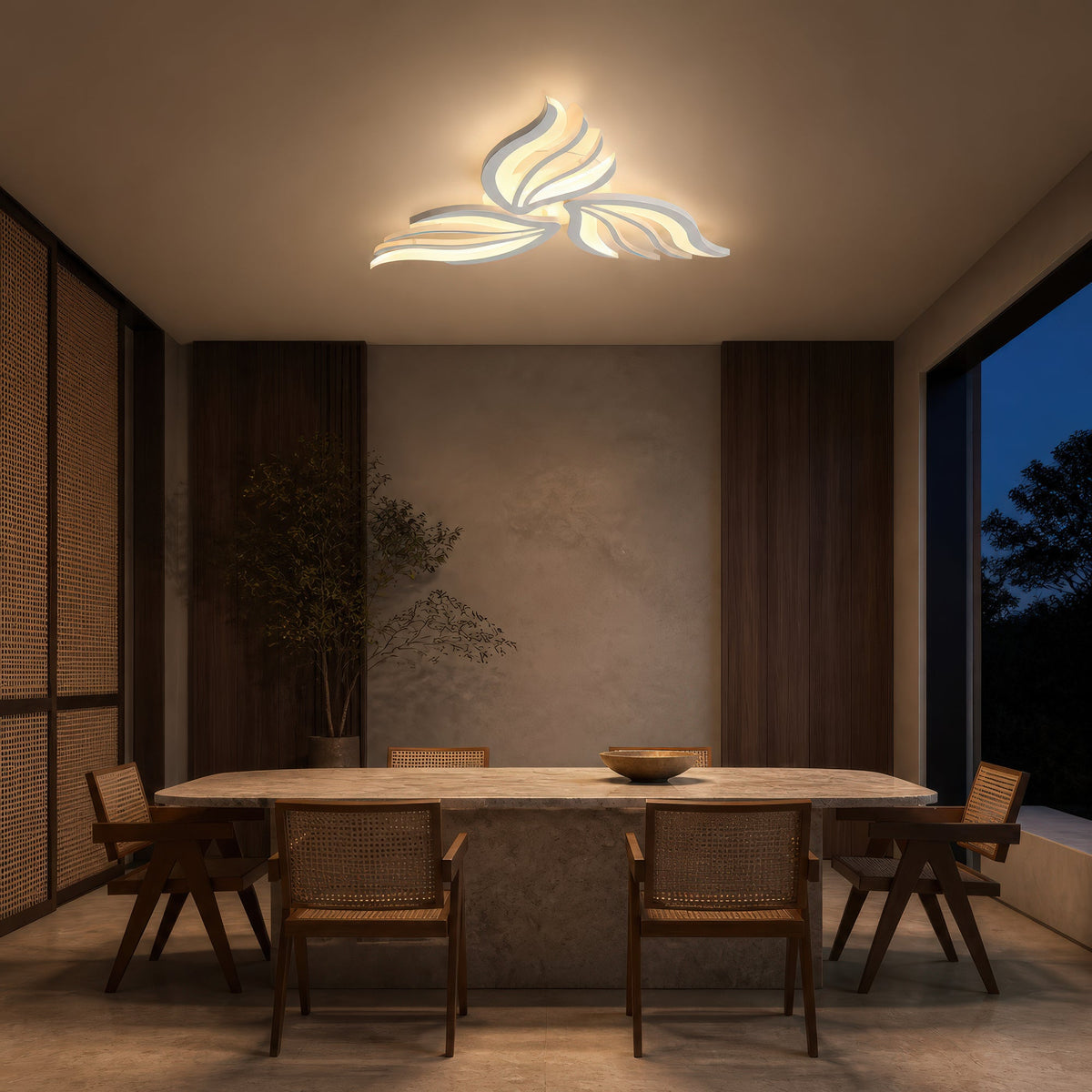 Lustra LED cu telecomanda SAKURA 38W, 3 Petale, lumina Rece/Calda/Neutra, Dimabila, Alb, Metal si Acril, imaginea 11