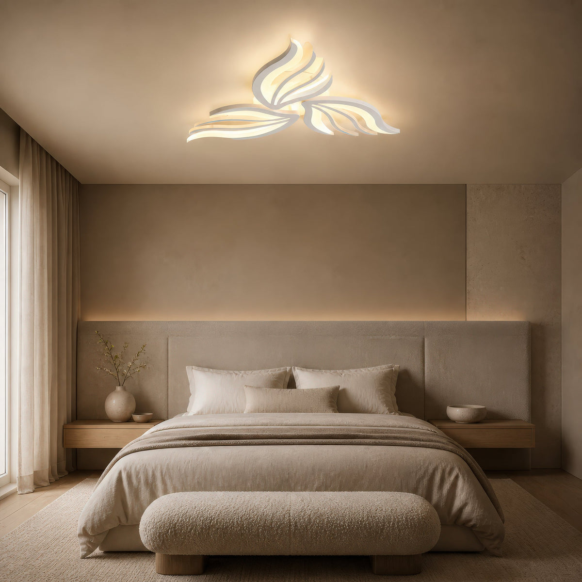 Lustra LED cu telecomanda SAKURA 38W, 3 Petale, lumina Rece/Calda/Neutra, Dimabila, Alb, Metal si Acril, imaginea 12