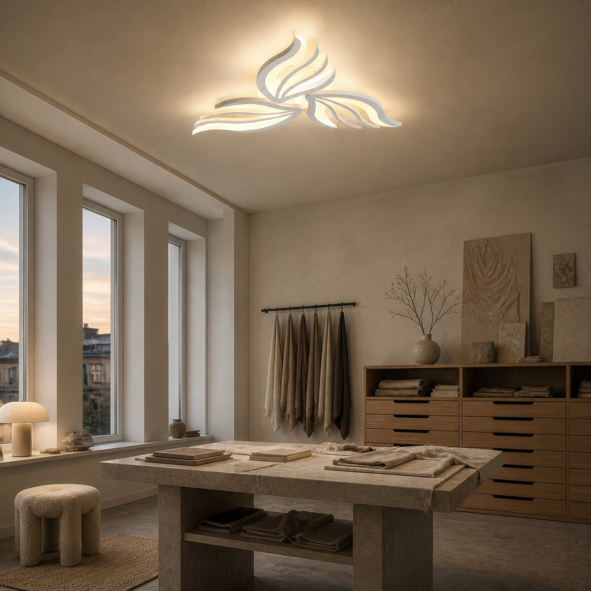 Lustra LED cu telecomanda SAKURA 38W, 3 Petale, lumina Rece/Calda/Neutra, Dimabila, Alb, Metal si Acril, imaginea 13
