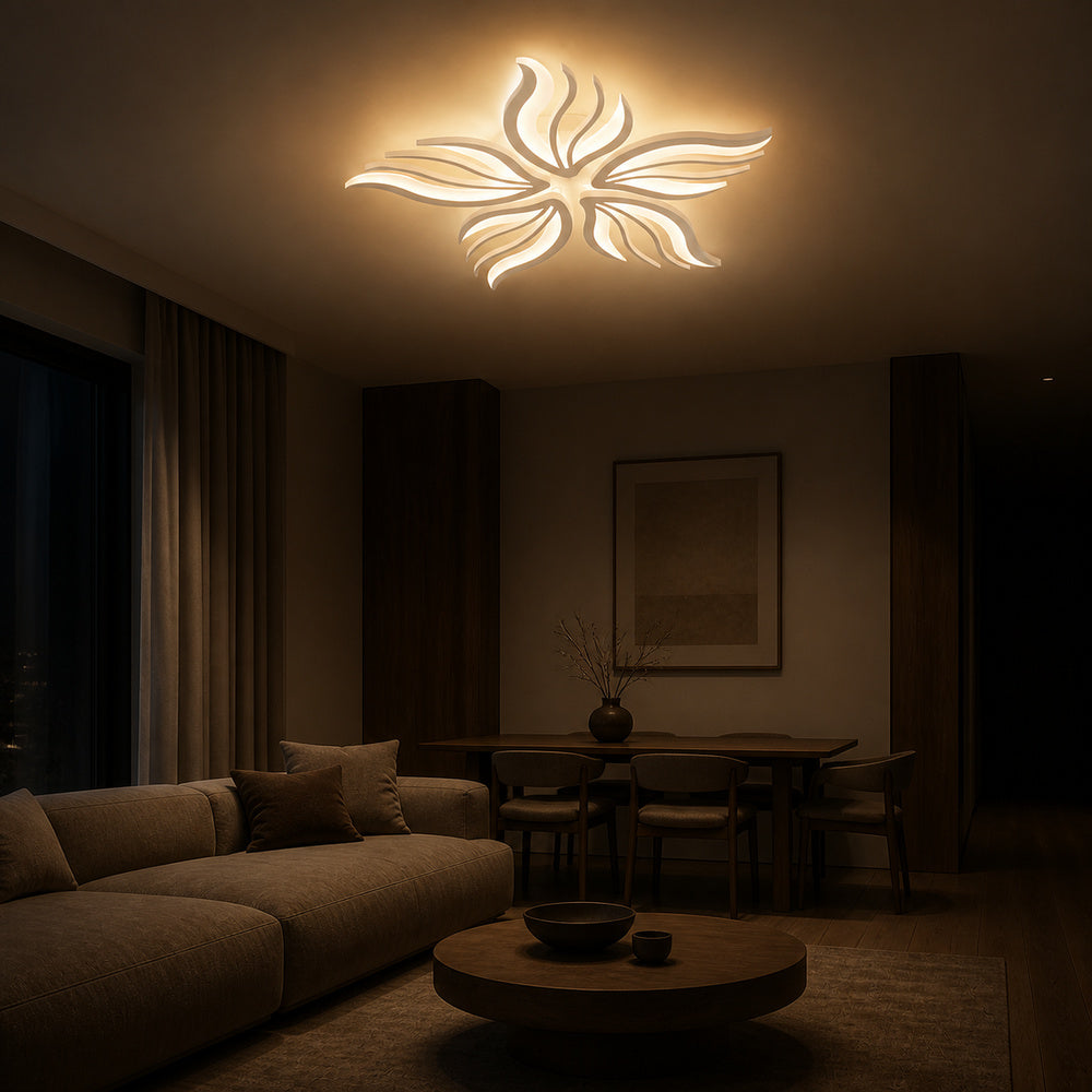 Lustra LED cu telecomanda SAKURA 62W, 5 Petale, lumina Rece/Calda/Neutra, Dimabila, Alb, imaginea 1