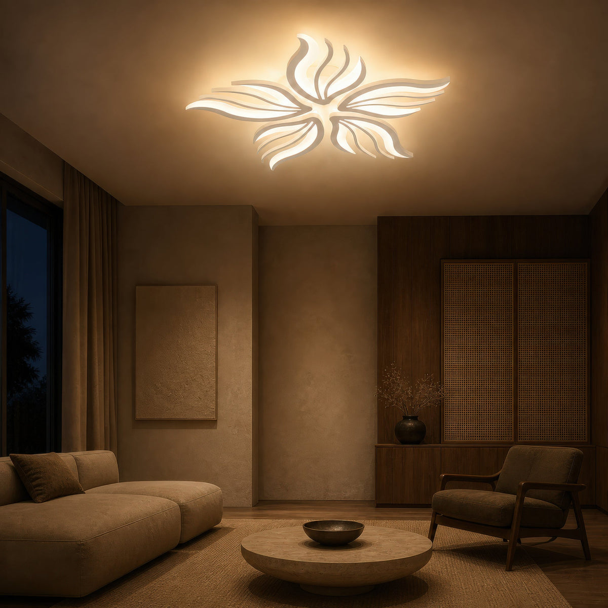 Lustra LED cu telecomanda SAKURA 62W, 5 Petale, lumina Rece/Calda/Neutra, Dimabila, Alb, imaginea 11