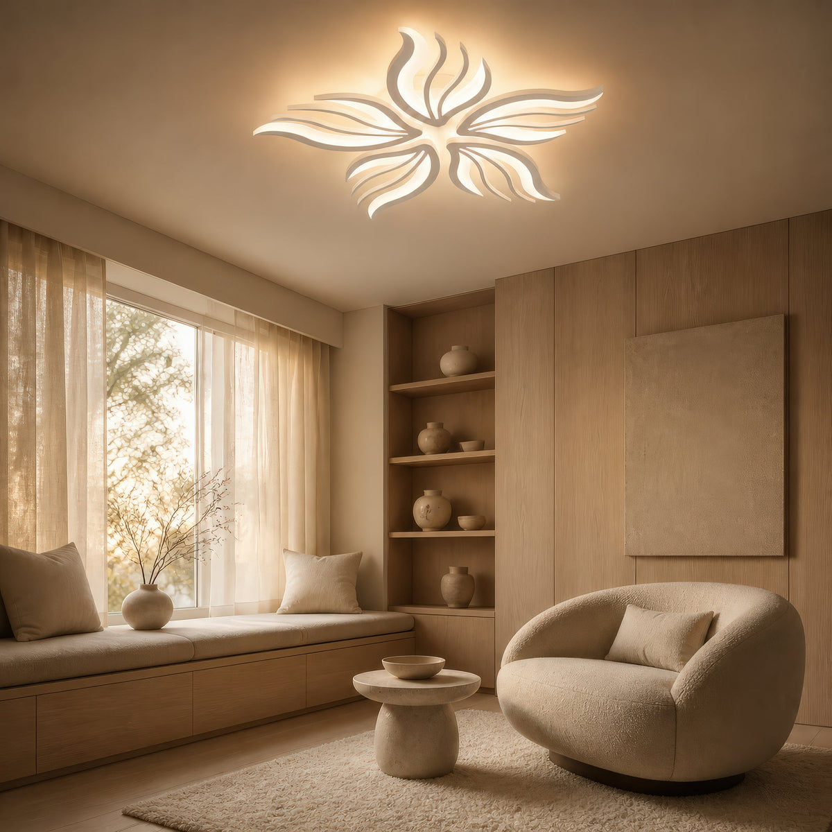 Lustra LED cu telecomanda SAKURA 62W, 5 Petale, lumina Rece/Calda/Neutra, Dimabila, Alb, imaginea 12