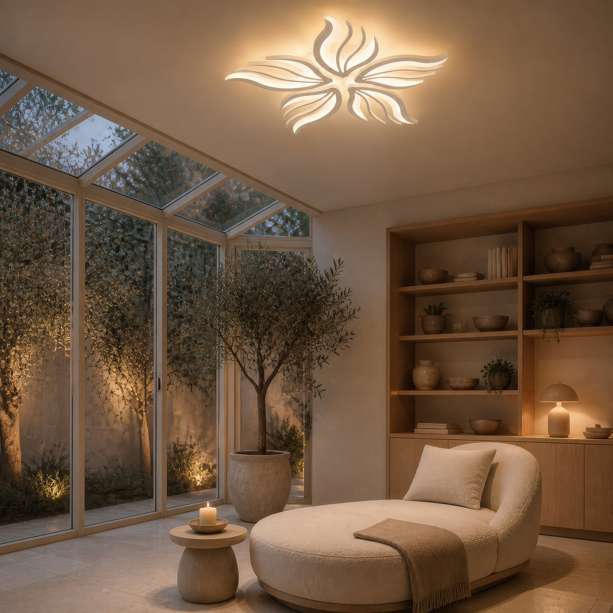 Lustra LED cu telecomanda SAKURA 62W, 5 Petale, lumina Rece/Calda/Neutra, Dimabila, Alb, imaginea 13