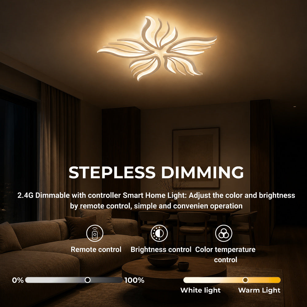 Lustra LED cu telecomanda SAKURA 62W, 5 Petale, lumina Rece/Calda/Neutra, Dimabila, Alb, imaginea 5
