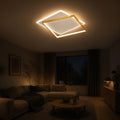 Lustra LED cu telecomanda SOLARA 66W, 2 Patrate, lumina Rece/Calda/Neutra, Dimabila, Auriu Alb