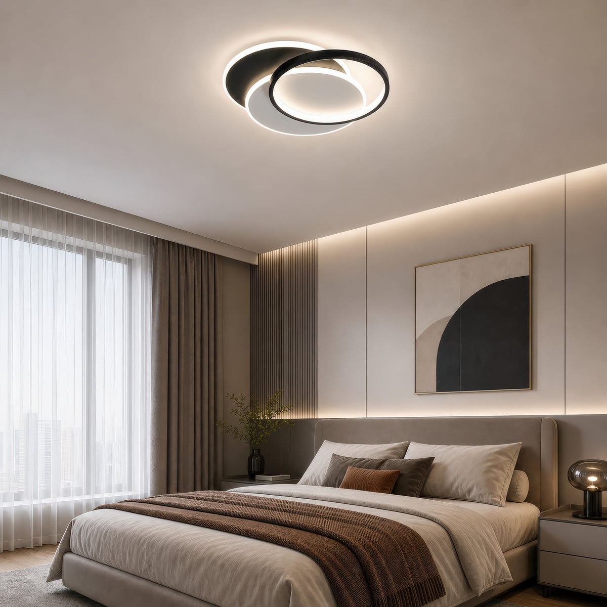Lustra LED cu telecomanda CHIARA 67W, 3 Cercuri, lumina Rece/Calda/Neutra, Dimabila, Negru, imaginea 12