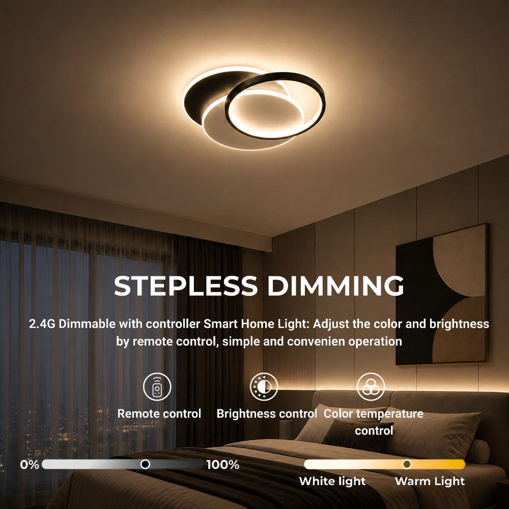 Lustra LED cu telecomanda CHIARA 67W, 3 Cercuri, lumina Rece/Calda/Neutra, Dimabila, Negru, imaginea 4