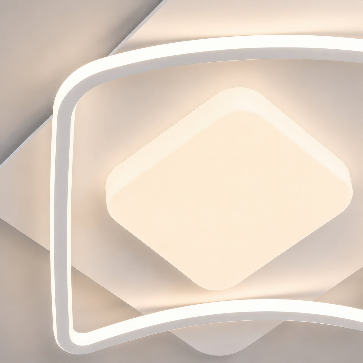 Lustra LED cu telecomanda MODERNO 53W, 2 Patrate, lumina Rece/Calda/Neutra, Dimabila, Alb, imaginea 2