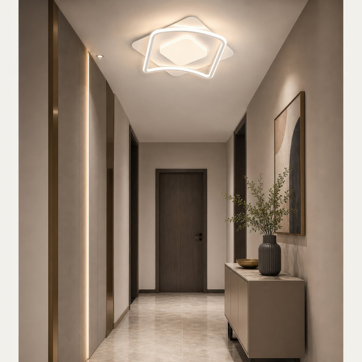 Lustra LED cu telecomanda MODERNO 53W, 2 Patrate, lumina Rece/Calda/Neutra, Dimabila, Alb, imaginea 12