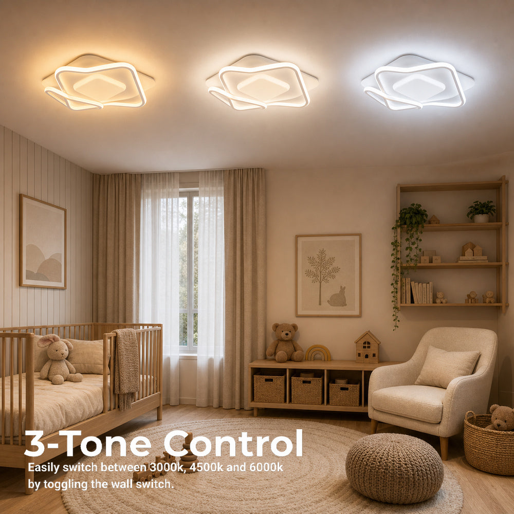 Lustra LED cu telecomanda MODERNO 53W, 2 Patrate, lumina Rece/Calda/Neutra, Dimabila, Alb, imaginea 5