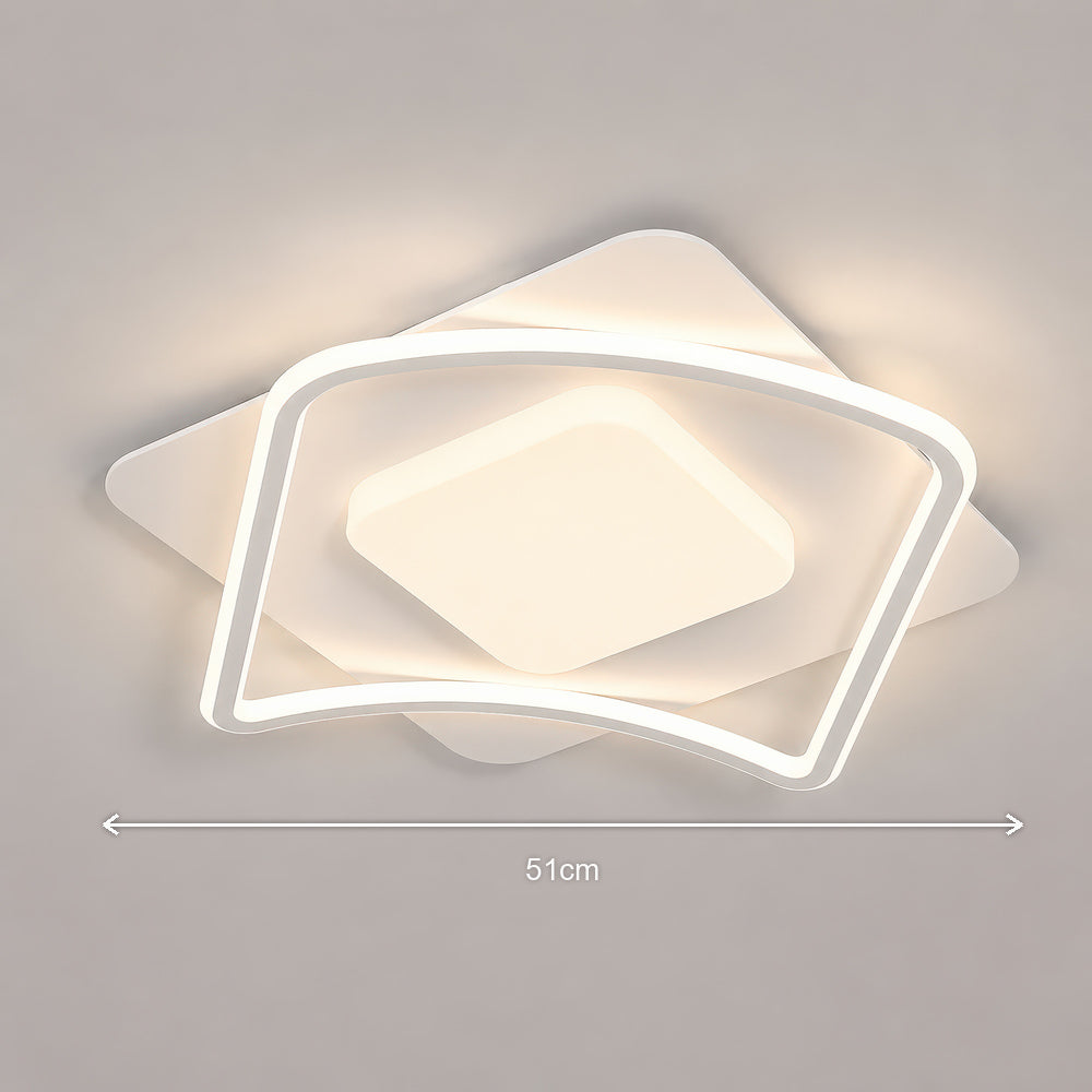 Lustra LED cu telecomanda MODERNO 53W, 2 Patrate, lumina Rece/Calda/Neutra, Dimabila, Alb, imaginea 7