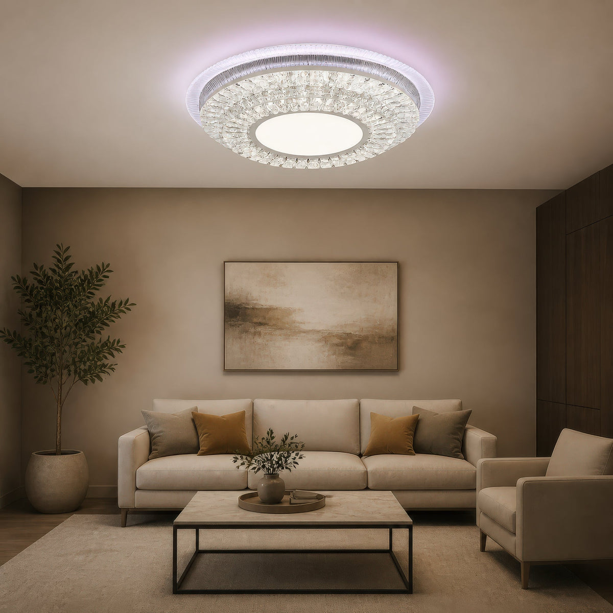 Lustra LED cu telecomanda MIRALUX RGB, 62W, lumina Albastra/Rece/Neutra/Calda, Dimabila, Alb, imaginea 1