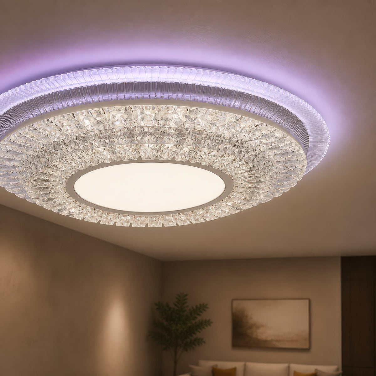Lustra LED cu telecomanda MIRALUX RGB, 62W, lumina Albastra/Rece/Neutra/Calda, Dimabila, Alb, imaginea 2