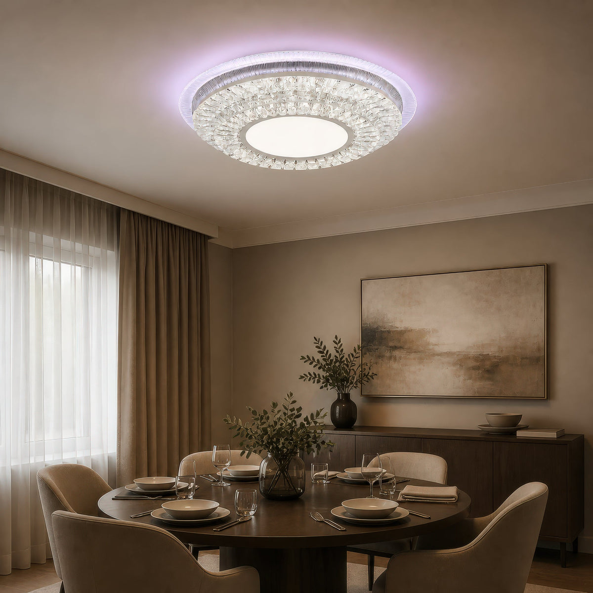 Lustra LED cu telecomanda MIRALUX RGB, 62W, lumina Albastra/Rece/Neutra/Calda, Dimabila, Alb, imaginea 10