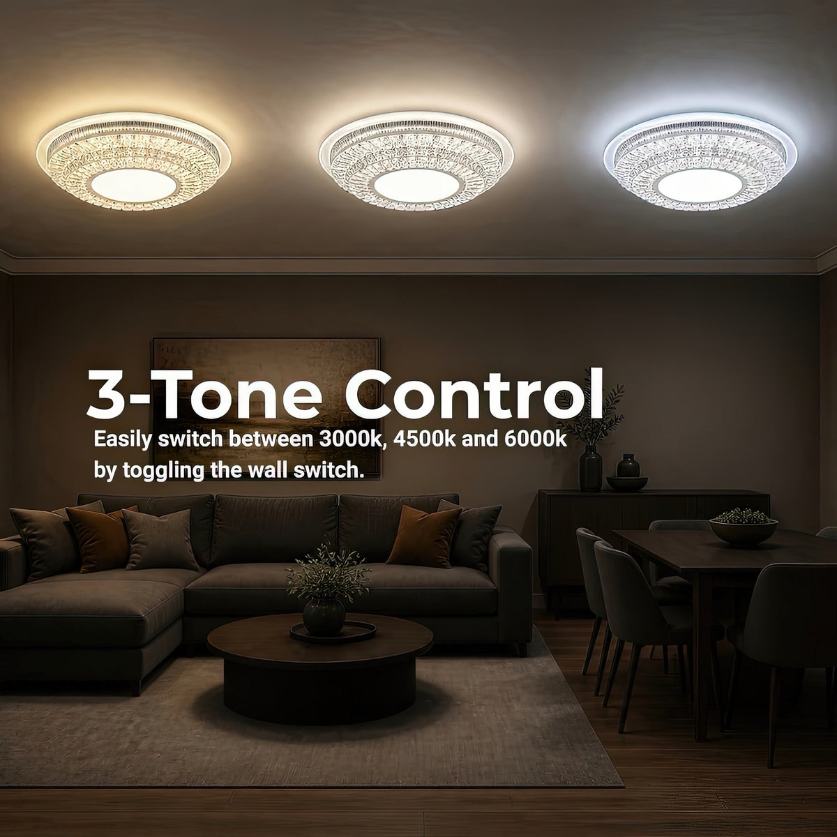 Lustra LED cu telecomanda MIRALUX RGB, 62W, lumina Albastra/Rece/Neutra/Calda, Dimabila, Alb, imaginea 5
