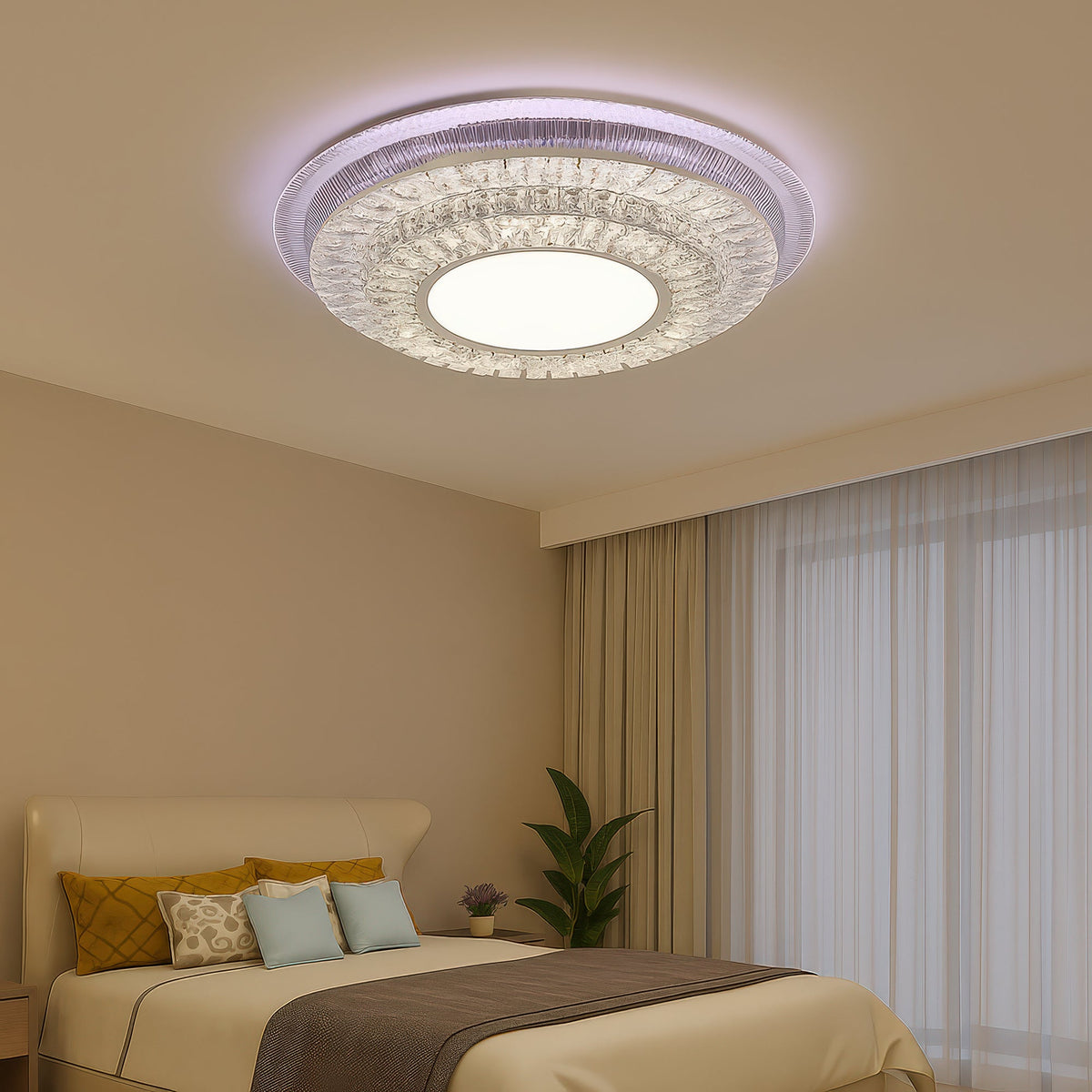 Lustra LED cu telecomanda MIRALUX RGB, 62W, lumina Albastra/Rece/Neutra/Calda, Dimabila, Alb, imaginea 7