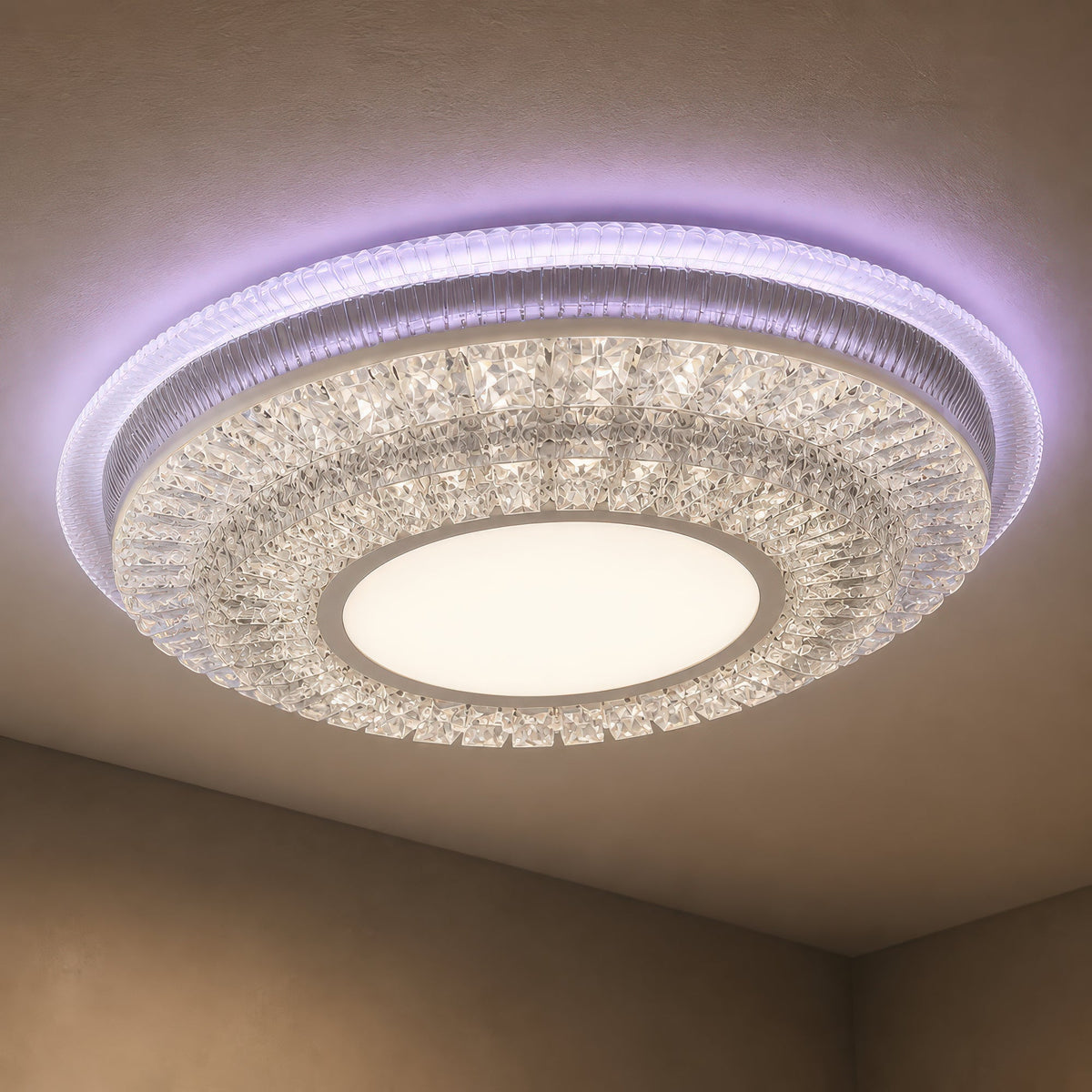Lustra LED cu telecomanda MIRALUX RGB, 62W, lumina Albastra/Rece/Neutra/Calda, Dimabila, Alb, imaginea 8
