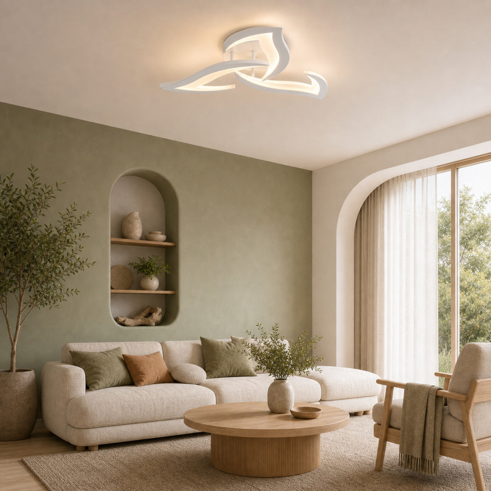 Lustra LED cu telecomanda LOTUS 32W, 3 Petale, lumina Rece/Calda/Neutra, Dimabila, Alb, imaginea 1