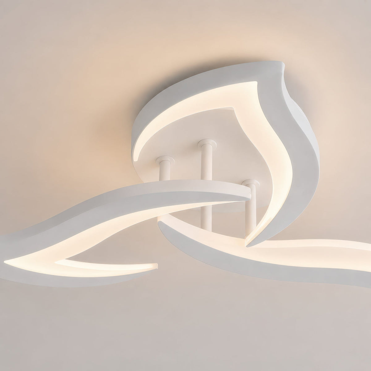 Lustra LED cu telecomanda LOTUS 32W, 3 Petale, lumina Rece/Calda/Neutra, Dimabila, Alb, imaginea 9